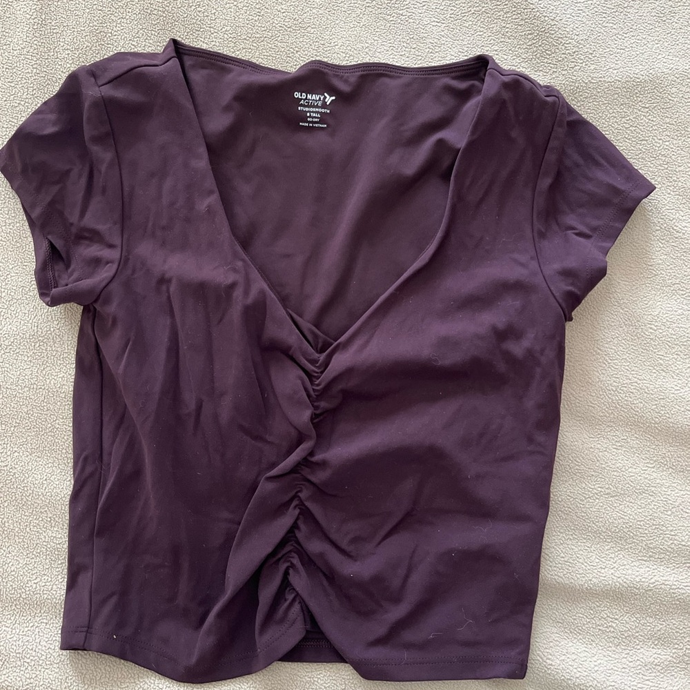 Old Navy Active Deep Purple Ruched Crop Top